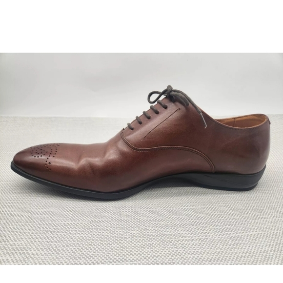 Finsbury Size 43 Brown Leather Oxford Dress Shoes Men - Picture 5 of 14